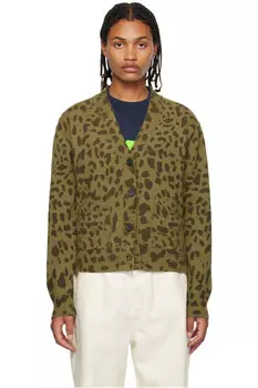 Леопардовый кардиган We11Done, хаки