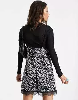 Леопардовый комбинезон на бретельках и футболке в сетку ASOS DESIGN