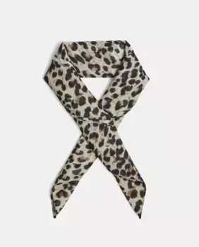 Леопардовый квадратный шарф Pieces, коричневый