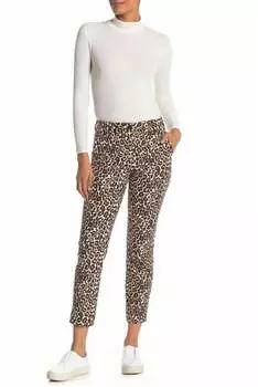 Леопардовый принт узкие эластичные укороченные брюки средней посадки многоцветные J.Crew