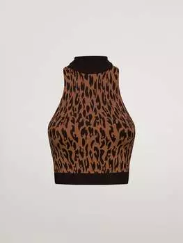 Леопардовый топ C2C без рукавов Wolford, цвет coffee/black