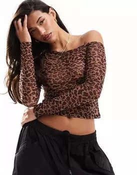 Леопардовый топ на одно плечо ASOS