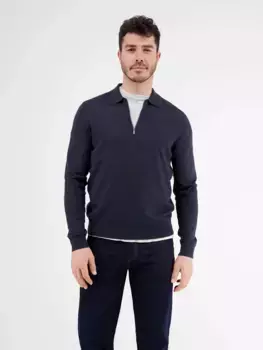 LERROS вязаный свитер "LERROS вязаная рубашка-поло с длинным рукавом", синий