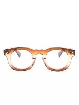 Lesca очки в круглой оправе с логотипом, коричневый