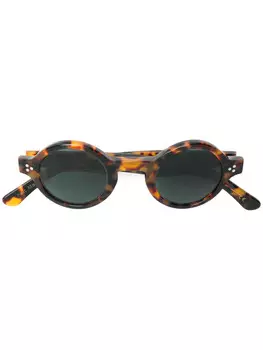 Lesca солнцезащитные очки в круглой оправе, коричневый