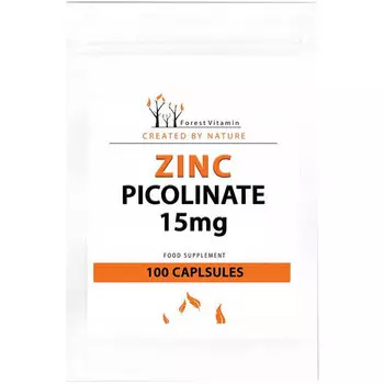 Лесной витамин, пиколинат цинка 15 мг, пищевая добавка, 100 капсул Forest Vitamin