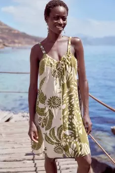 Летнее мини-платье завязанное спереди Next, зеленый