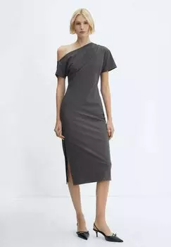 Летнее платье ADRIANA Mango, серый меланж