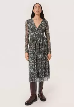 Летнее платье ALDORA STRAIGHT Soaked in Luxury, силуэт комбу зеленый с принтом