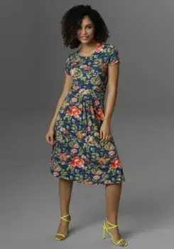 Летнее платье Aniston CASUAL с ярким цветочным принтом, хаки