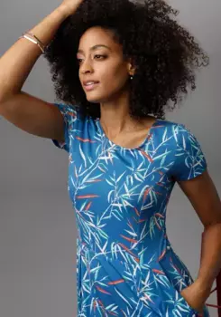 Летнее платье Aniston SELECTED с 2 боковыми карманами, цвет Blau-Bunt-Bedruckt