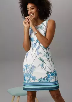 Летнее платье Aniston SELECTED с элегантным принтом, голубой