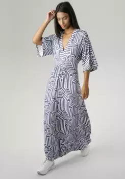 Летнее платье Aniston SELECTED с графическим принтом цвета джинсовой ткани, джинсовый