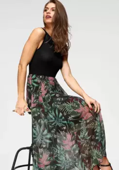 Летнее платье Aniston SELECTED с яркой юбкой, цвет Schwarz-Grn-Gelb-Ros-Blau