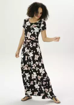 Летнее платье Aniston SELECTED с рюшами на поясе, зеленый