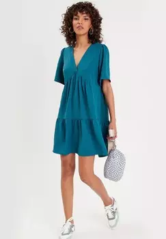 Летнее платье Ausgestelltes Mit Kurzen rmeln Cache Cache, голубая канарда