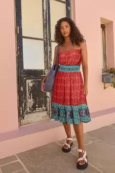 Летнее платье бандо миди Next, розовый