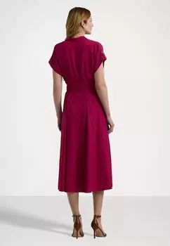 Летнее платье BELTED CREPE DRESS Ralph Lauren, фуксия