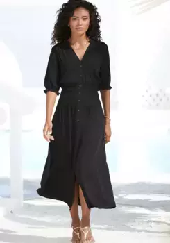 Летнее платье Buffalo, с дымчатыми вставками, платье-блузка на резинке, пляжное платье, черный