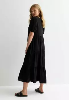 Летнее платье Buttoned Tiered Smock New Look, черное