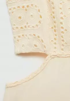 Летнее платье CALELLA Mango, слоновая кость