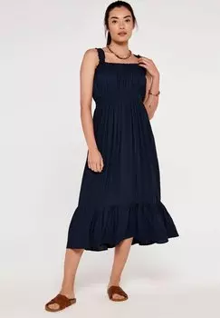 Летнее платье Check Smocked Waist Apricot, цвет navy