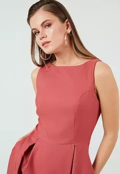 Летнее платье CREW NECK PLEATED MIDI LELA, фуксия