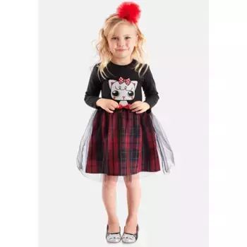 Летнее платье Denokids «Красная Лента», (2 шт.), с кошачьим принтом, черный