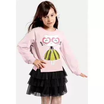 Летнее платье Denokids «Очки-сердечки», (2 шт.), на эластичном поясе, розовый