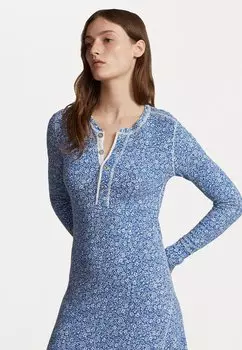 Летнее платье Ditsy Rowie Long Sleeve Day Dress Polo Ralph Lauren, цвет blue/white