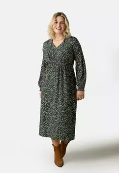 Летнее платье Ditsy Shirred Waist Live Unlimited London, зеленый