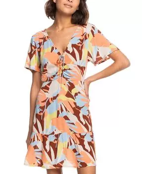 Летнее платье для юниоров со струящимся принтом и кулиской спереди Roxy, мульти
