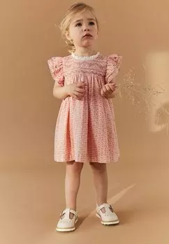 Летнее платье Embroidered Shirred Next, розовый