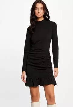 Летнее платье Fitted Ruffles And High Collar Morgan, черный