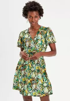 Летнее платье Fliessendes Ausgestelltes Cache Cache, jaune fonce