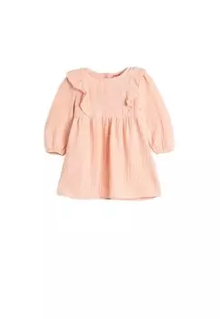 Летнее платье Frill Detailed Round Neck Elastic Cuffs Koton, розовый