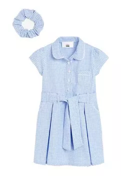 Летнее платье Gingham Bow With Scrunchie Next, синий