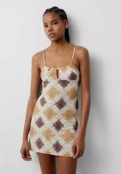 Летнее платье горчично-желтого цвета PULL&BEAR, горчично-желтый