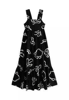 Летнее платье Graphic Print Tiered Midi New Look, черный