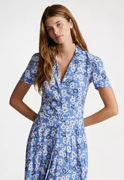 Летнее платье Hampton Short Sleeve Day Dress Polo Ralph Lauren, цвет blue cosmos floral