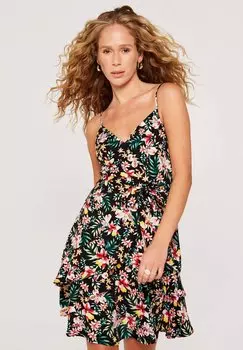 Летнее платье Hibiscus Cami Ruffle Apricot, черный