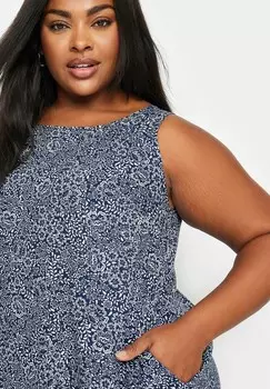 Летнее платье Ikat Swing Yours Clothing, темно-синее