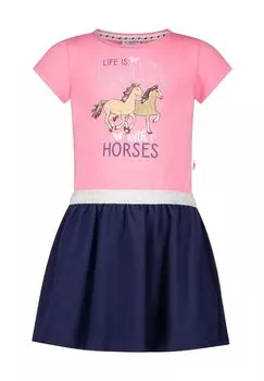 Летнее платье Лошадь, вышивка, для детей SALT AND PEPPER, цвет Aurora Pink