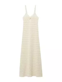 Летнее платье MANGO Summer Dress Lota, светло-бежевый