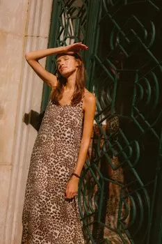 Летнее платье миди на леопардовых бретелях Vero Moda, коричневый