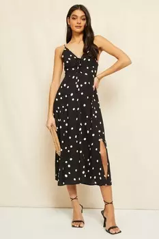 Летнее платье миди с V образным вырезом и бретельками Friends Like These, черный