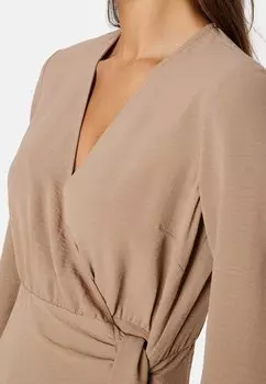 Летнее платье Midi Wrap Dress Bubbleroom, светло-коричневое