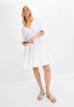 Летнее платье Mit Smock bonprix, белое