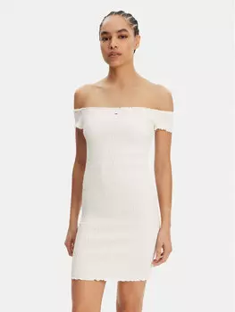 Летнее платье облегающего кроя DW0DW20298 Tommy Jeans, экрю