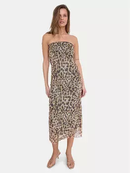 Летнее платье облегающего кроя Lesley 27033993 Noisy May, коричневый